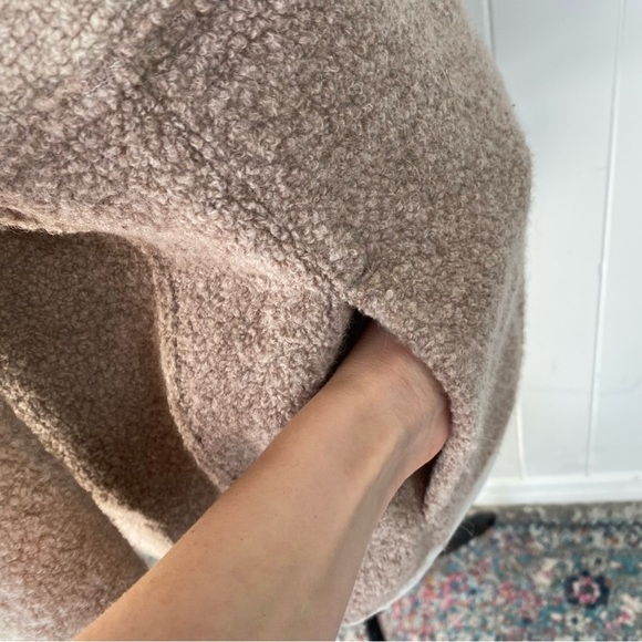 Women's Outdoor Voices MegaFleece Snap Up Hoodie Wool Blend Beige Sz S *stains - Picture 8 of 16